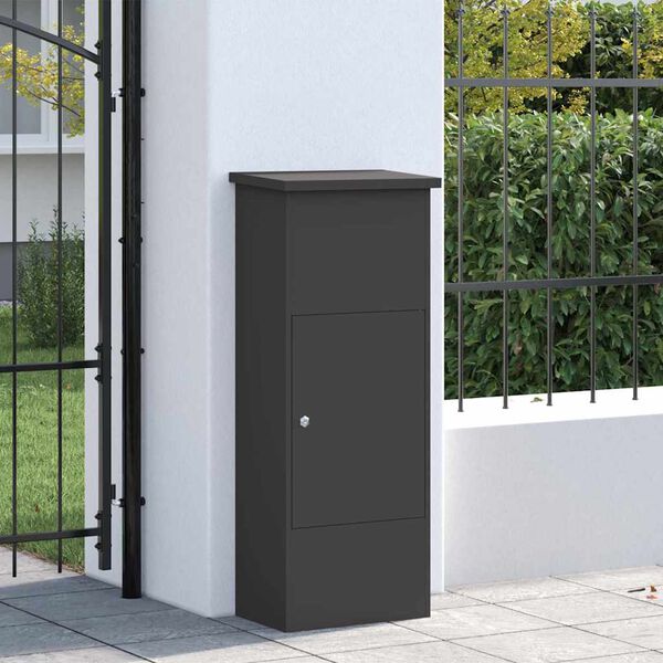 vidaXL Paketdrop-Box mit Speicher Schwarz 44,5 x 29 x 110,5 cm Stahl
