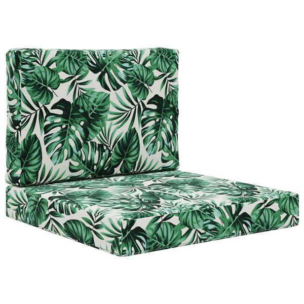 vidaXL Sofakissen f&uuml;r drau&szlig;en 2 pcs Blattmuster Polyester