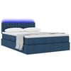 vidaXL Bett mit Stauraum und LED mit Matratze Blau 140 x 190 cm Stoff