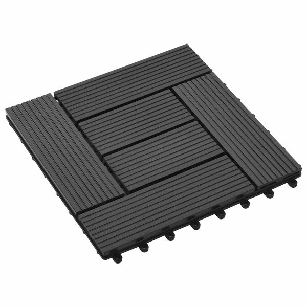 vidaXL Terrassenfliese 11 pcs Schwarz 30 x 30 cm WPC