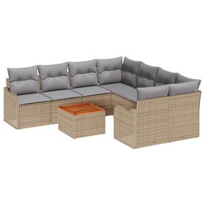 vidaXL Gartensofa-set 9 stk. Beige Poly-Rattan