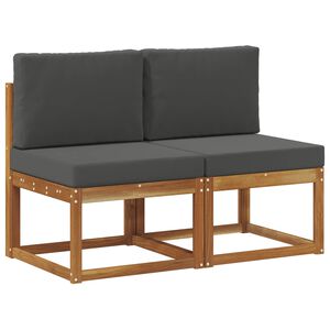 vidaXL 2 St&uuml;ck Outdoor Mittelsofa Massivholz Akazie