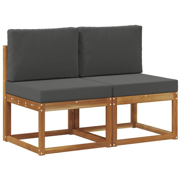 vidaXL 2 St&uuml;ck Outdoor Mittelsofa Massivholz Akazie