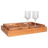 House Nordic 3-tlg. Tablett-Set Christina mit Griffen Teak Natur