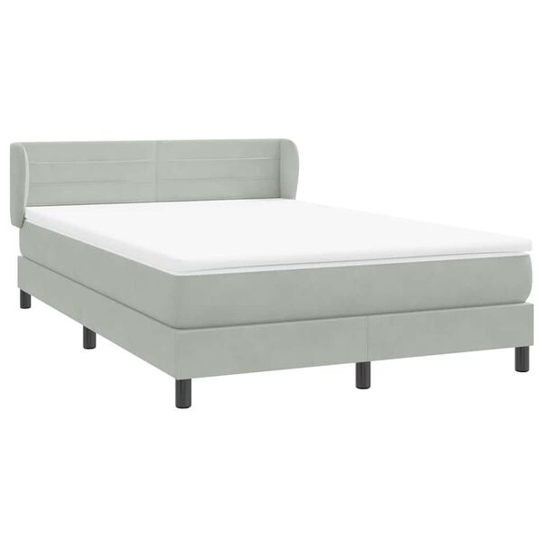 vidaXL Boxspringbett mit Matratze Hellgrau 160x220 cm Samt