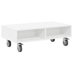 vidaXL Beistelltisch mit R&auml;dern Wei&szlig; 90 x 50 x 30 cm Holzwerkstoff