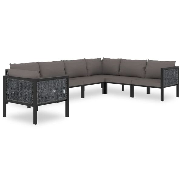 vidaXL 7-tlg. Garten-Lounge-Set mit Auflagen Poly Rattan Anthrazit