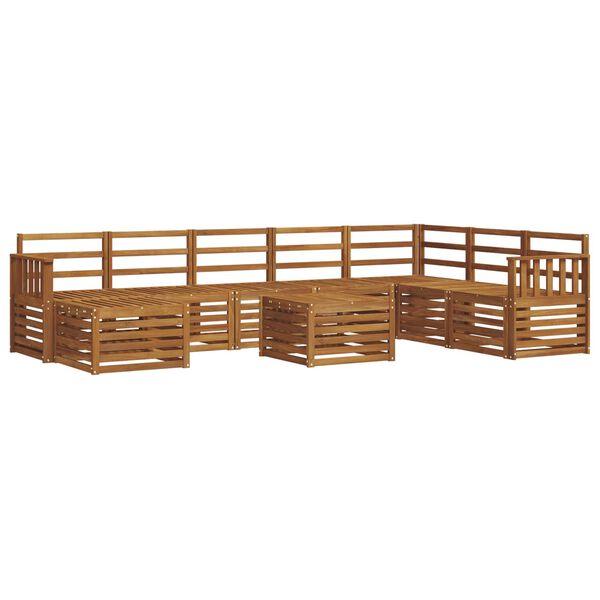 vidaXL Ecksofa Set 9 pcs Natur Massivholz Akazie