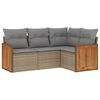 vidaXL 4-tlg. Garten-Sofagarnitur mit Kissen Beige Poly Rattan