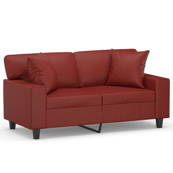 vidaXL 2-Sitzer-Sofa mit Kissen Weinrot 120 cm Kunstleder