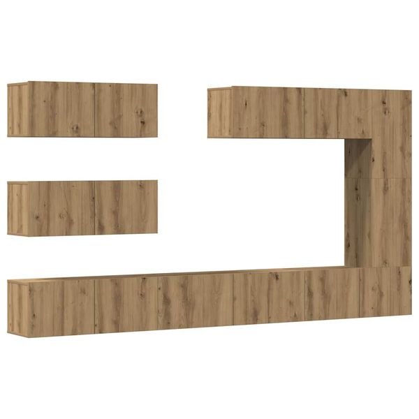 vidaXL 7-tlg. TV-Schrank-Set Wandmontage Artisan-Eiche Holzwerkstoff