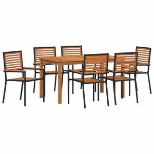 vidaXL Garten Essgruppe 7 stk. Schwarz Massivholz Akazie