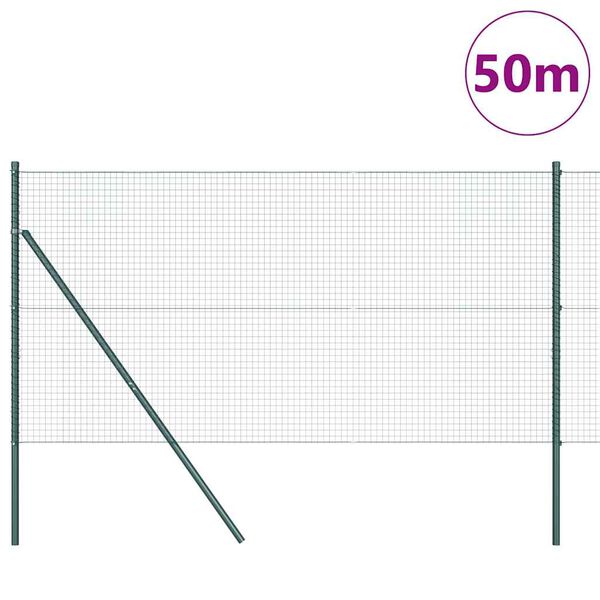 vidaXL Zaunpfosten Grün 50 x 1,2 m (25 x 25 mm Gitter) Stahl und PVC