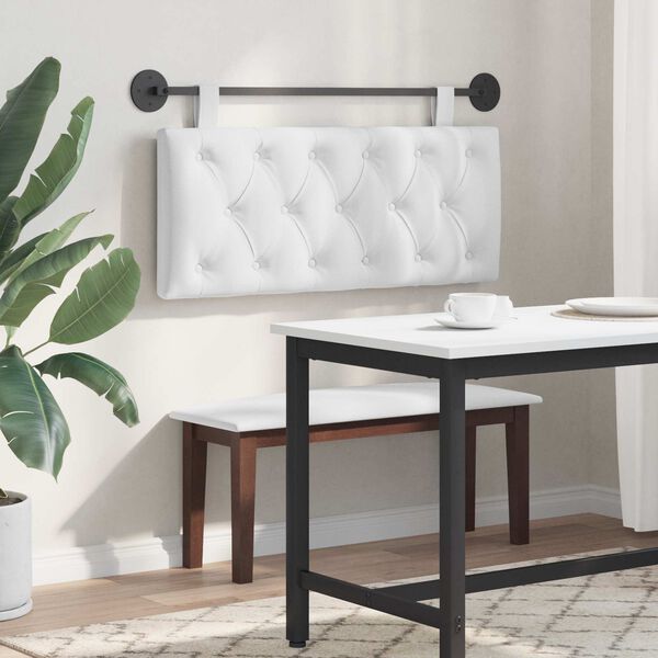 vidaXL H&auml;ngevorderseite Wandmontiert Wei&szlig; 110 x 55 x 7 cm Stoff