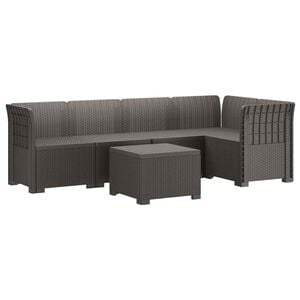 vidaXL 5-Sitzer Gartensofa Rattan-Look PP Hellgrau