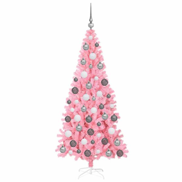vidaXL Weihnachtsbaum mit 300 LEDs mit St&auml;nder Rosa 180 cm PVC