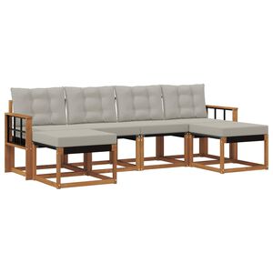 vidaXL Outdoor-Sofagarnitur 6 stk. 6-Sitzer Natur und Hellgrau