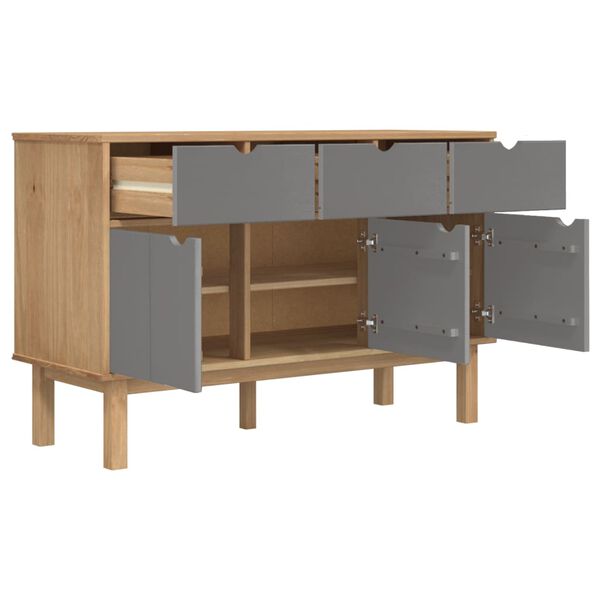 vidaXL Sideboard OTTA Braun&Grau 114x43x73,5 cm Massivholz Kiefer