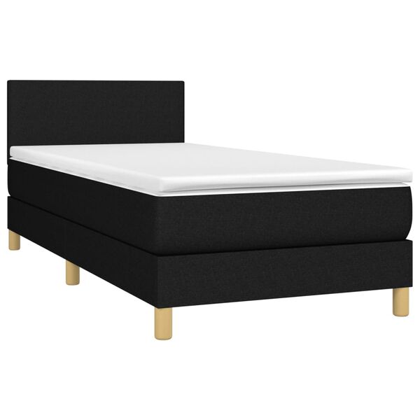 vidaXL Boxspringbett mit Matratze & LED Schwarz 90x190 cm Stoff