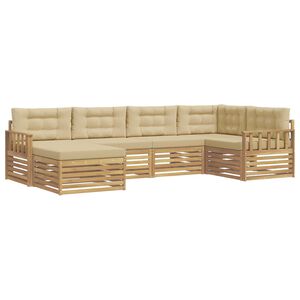vidaXL Outdoor-Sofagarnitur mit Kissen 6 pcs Wei&szlig; und Beige Polyester
