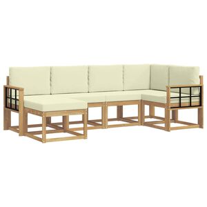 vidaXL Outdoor-Sofagarnitur 6 stk. Wei&szlig; und Creme Polyester