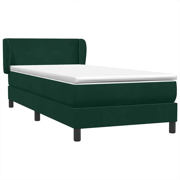 vidaXL Boxspringbett mit Matratze Dunkelgr&uuml;n 90x220 cm Samt