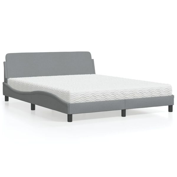 vidaXL Bett mit Matratze "Dover" Hellgrau 160x200 cm Stoff