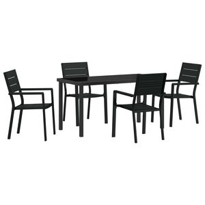vidaXL Garten Essgruppe 5 pcs Schwarz Pulverbeschichteter Stahl