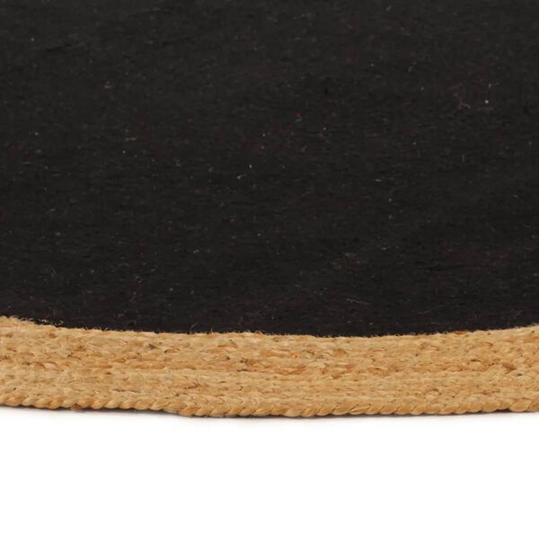 vidaXL Teppich Geflochten Schwarz & Natur 120 cm Jute & Baumwolle Rund