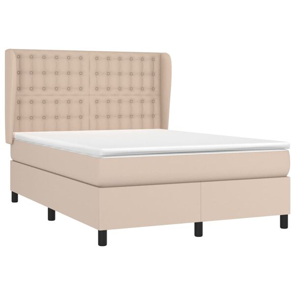 vidaXL Boxspringbett Matratze Cappuccino-Braun 140x200cm Kunstleder