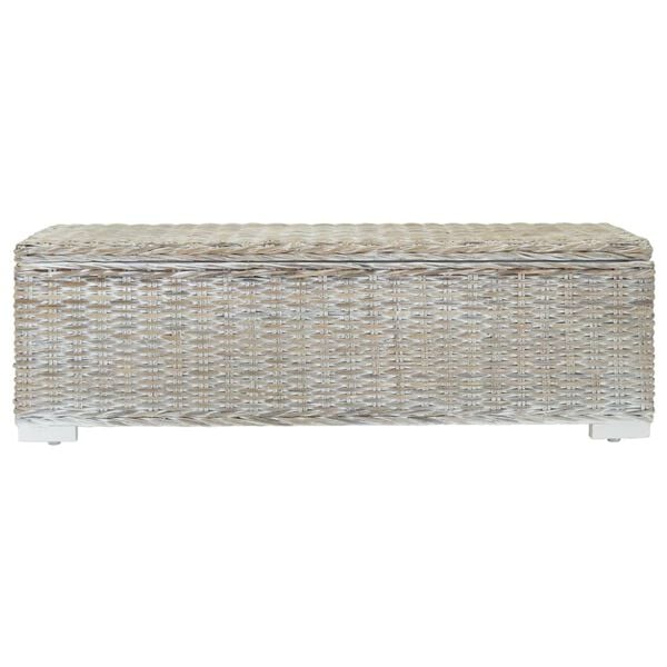 vidaXL Truhe Weiß 110 cm Natur Kubu Rattan & Massivholz Mahagoni