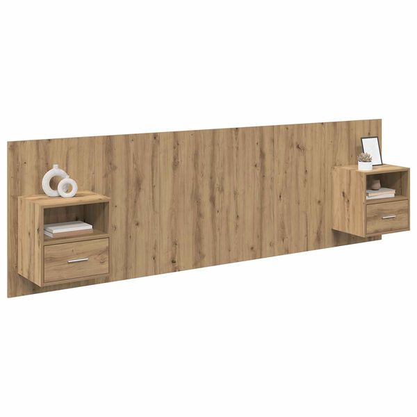 vidaXL Kopfteil mit Schrank 3 pcs Artisan-Eiche Holzwerkstoff