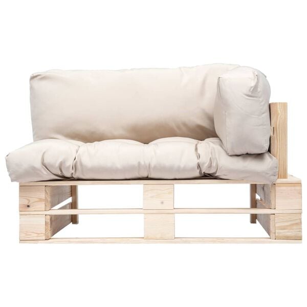 vidaXL Outdoor-Sofa Paletten mit Kissen in Sandfarben Kiefernholz