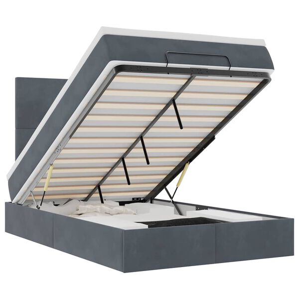 vidaXL Ottoman-Bett mit Matratzen Dunkelgrau 120x190 cm Samt