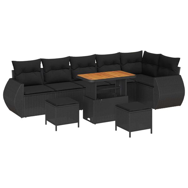 vidaXL Gartensofa-set 9 pcs Schwarz Poly-Rattan