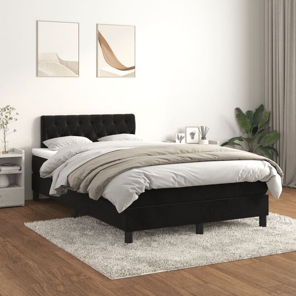 vidaXL Boxspringbett mit Matratze Schwarz 120x190 cm Samt