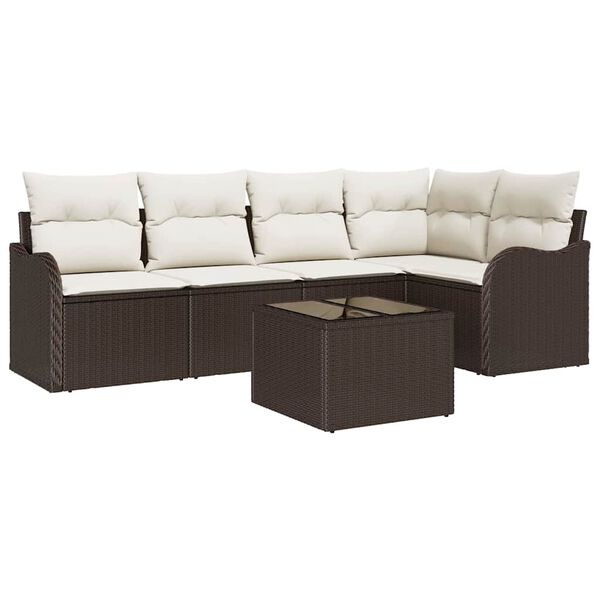 vidaXL Gartensofa-set 6 pcs Braun Poly-Rattan