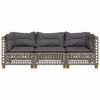 vidaXL Gartensofa mit Kissen 3-Sitzer Grau Poly Rattan
