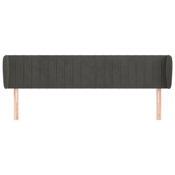 vidaXL Kopfteil mit Ohren Dunkelgrau 163x23x78/88 cm Samt