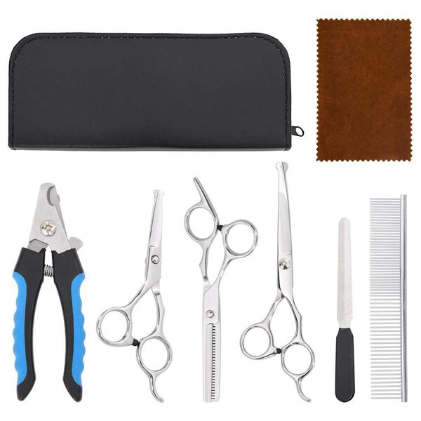 vidaXL 6-tlg. Hundescheren-Set Edelstahl