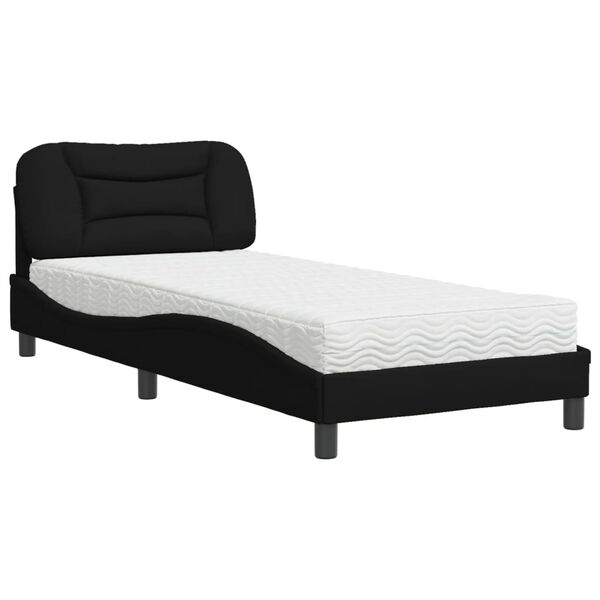 vidaXL Bett mit Matratze "Hvar" Schwarz 90x200 cm Stoff