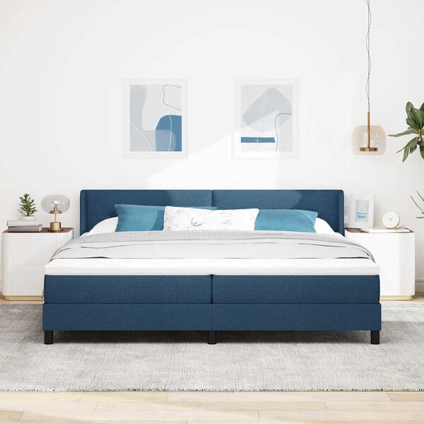 vidaXL Boxspringbett mit Matratze Blau 200 x 200 cm Polyester