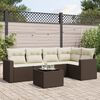 vidaXL 6-tlg. Garten-Sofagarnitur mit Kissen Braun Poly Rattan