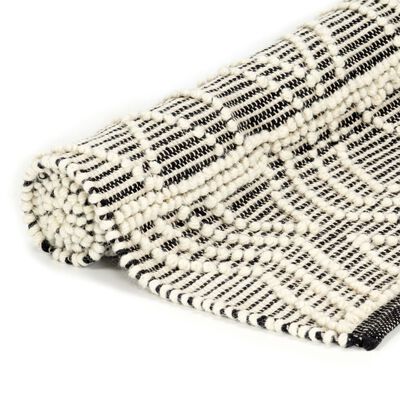 vidaXL Teppich Handgewebt Wolle 160×230 cm Schwarz/Weiß