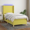 vidaXL Boxspringbett mit Matratze & LED Gr&uuml;n 90x200 cm Stoff
