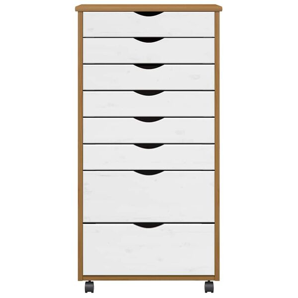 vidaXL Rollschrank mit Schubladen MOSS Honigbraun Massivholz Kiefer