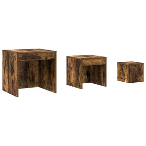 vidaXL Satztische 3 Stk. R&auml;uchereiche Holzwerkstoff
