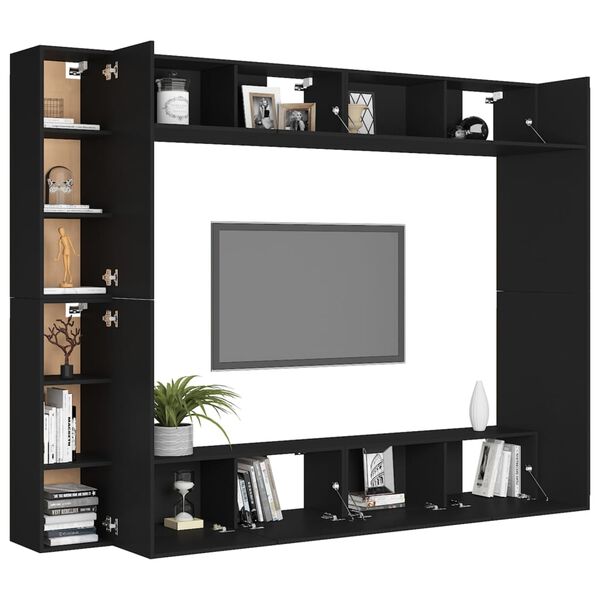 vidaXL 8-tlg. TV-Schrank-Set Schwarz Holzwerkstoff