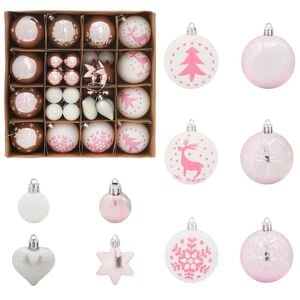 vidaXL Weihnachtskugel-Set 40 stk. Wei&szlig; und Rosa &Oslash; 6 cm Kunststoff
