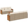 vidaXL 8-tlg. Garten-Sofagarnitur mit Kissen Beige Poly Rattan